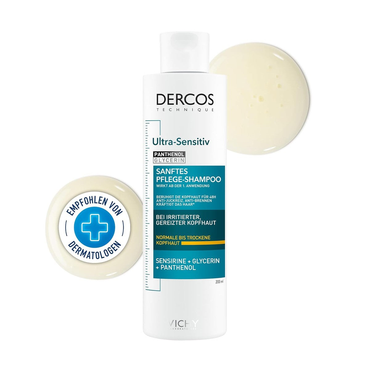 Vichy Dercos Ultragevoelige Shampoo voor Droge Hoofdhuid, 200 ml
