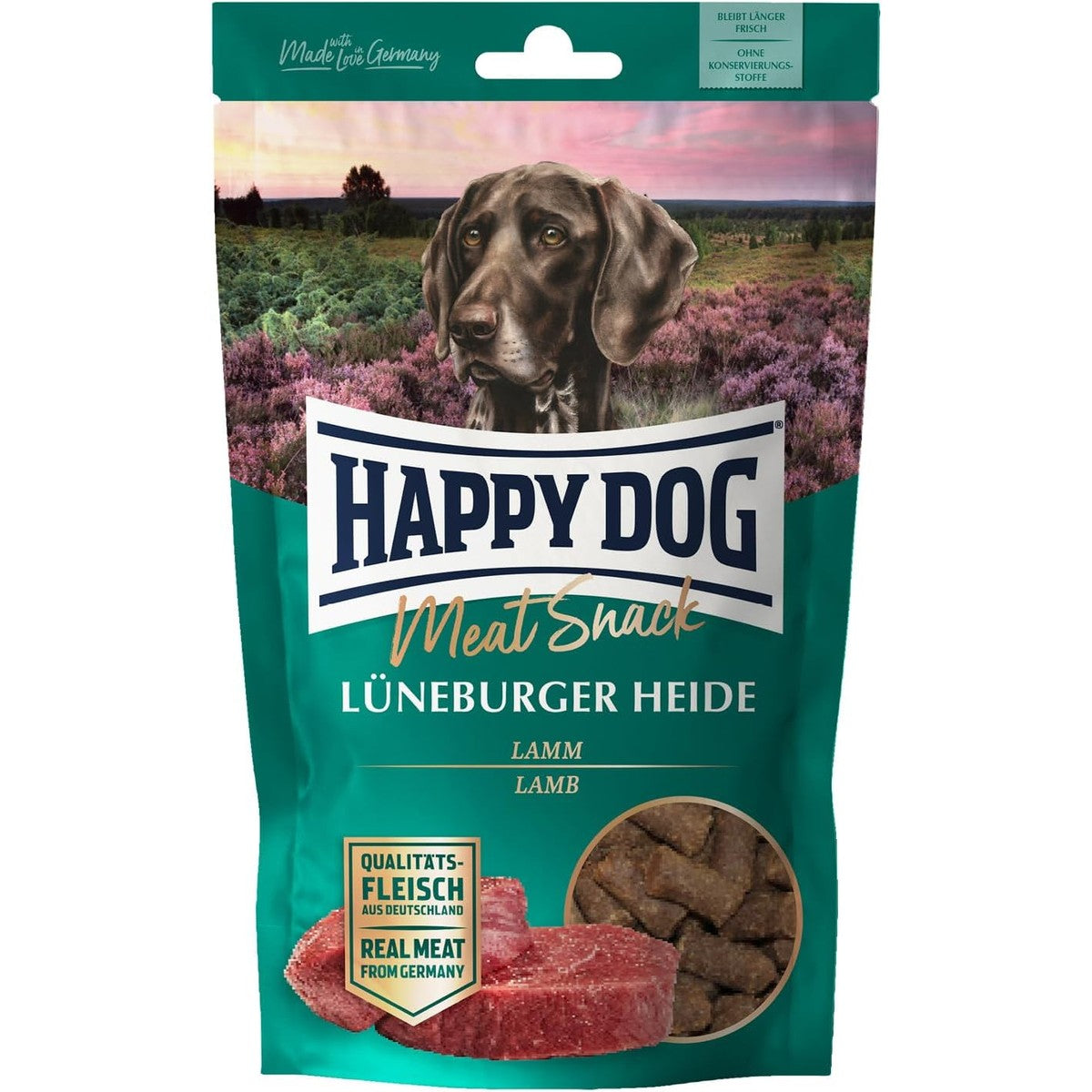 Happy Dog 60700 - Meat Snack Lüneburger Heide - lekkernij voor gevoelige honden van gedroogd lamsvlees - 75 g inhoud – Happy Dog