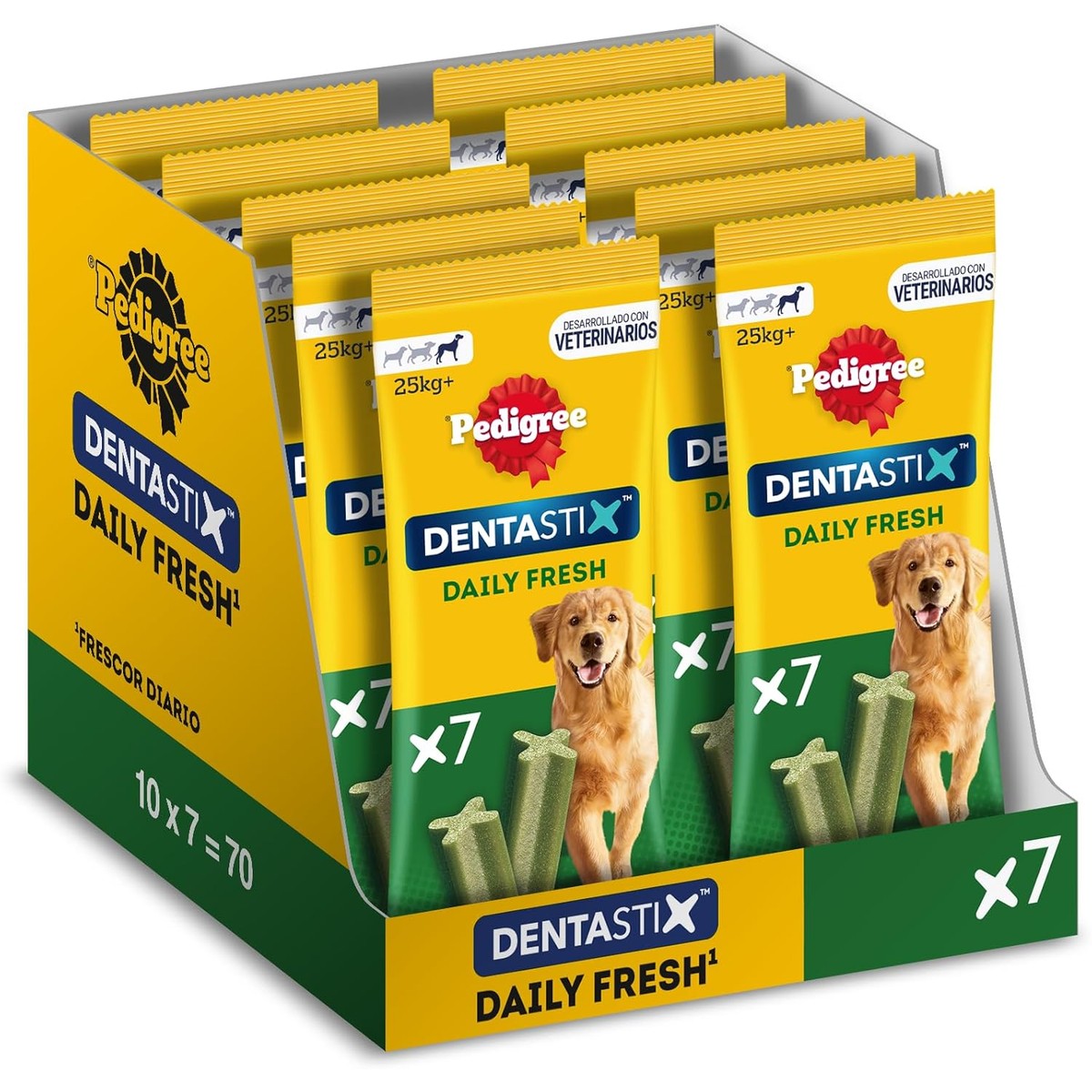 PEDIGREE Verpakking van Densex vers voor dagelijks gebruik voor de tandreiniging en tegen de slechte adem van grote honden (10 verpakkingen van 7UD) – Pedigree