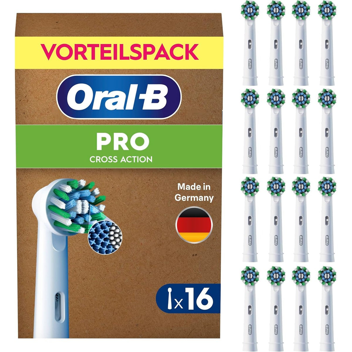 Oral-B PRO CrossAction opzetborstels wit 16 stuks – Oral-B