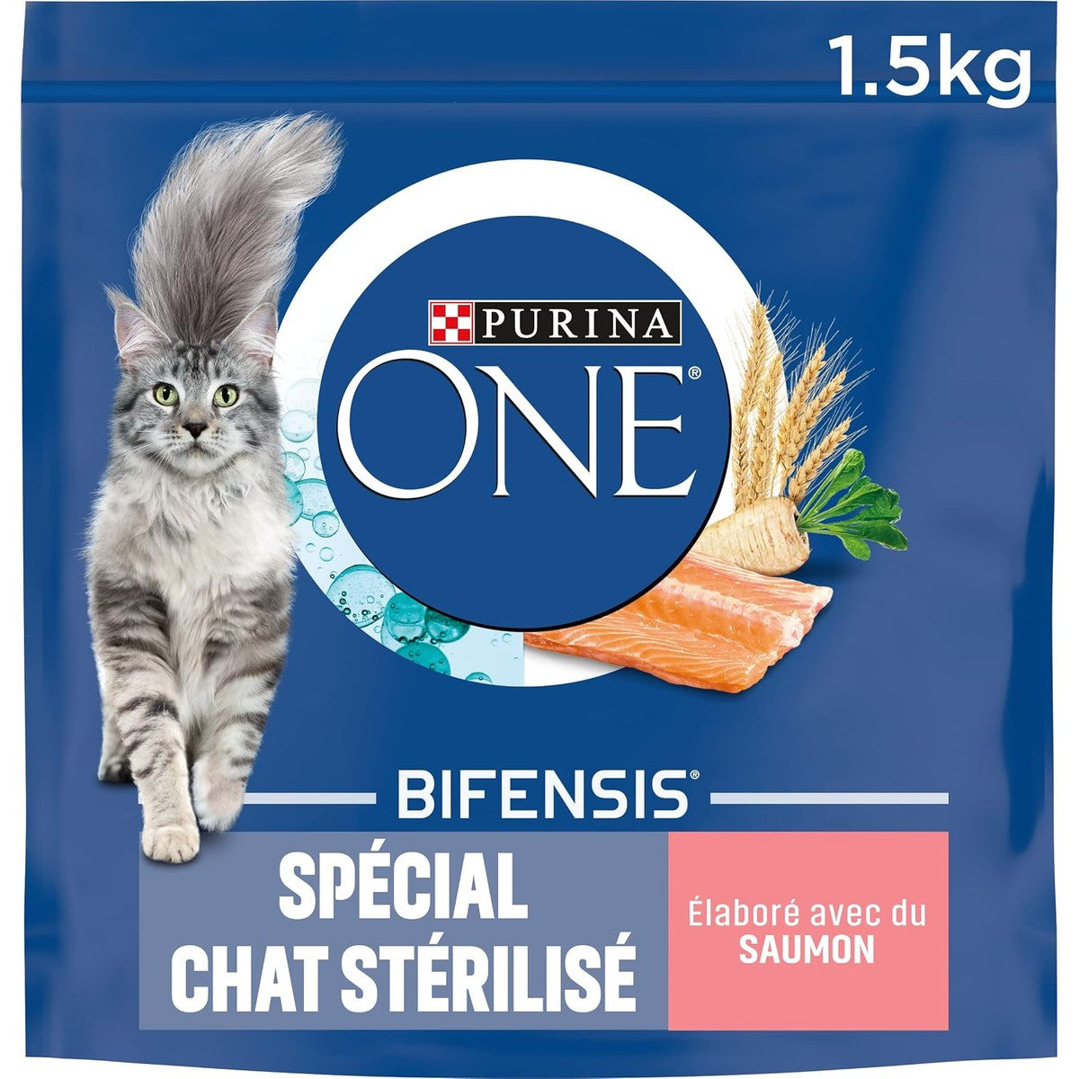 Purina One: Gesteriliseerd Cat One droogvoer met zalm, tonijn en tarwe: 1,5 kg, 6 stuks (6 x 1,5 kg, totaal 9 kg) – PURINA ONE