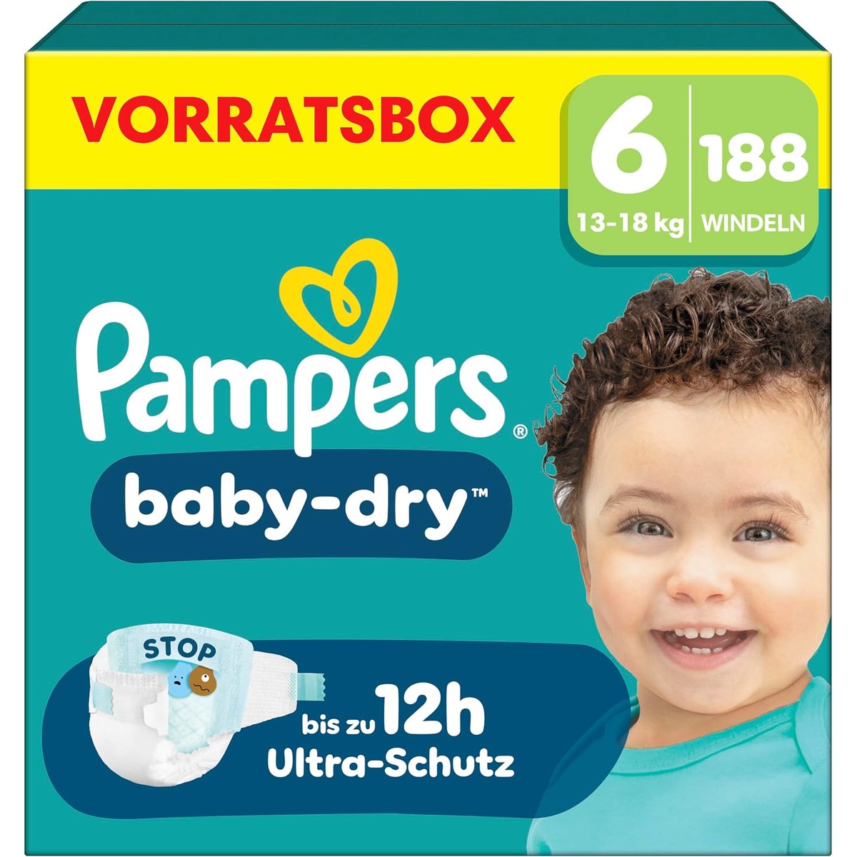 Pampers Baby-Dry maat 6, 188 luiers, 13-18 kg – Pampers