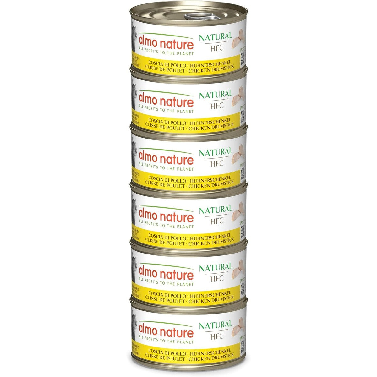 Almo Nature HFC Natural Natvoer voor volwassen katten, kippendijen, hum-grade, glutenvrij en monoproteïne, 6 x 70 g – almo nature