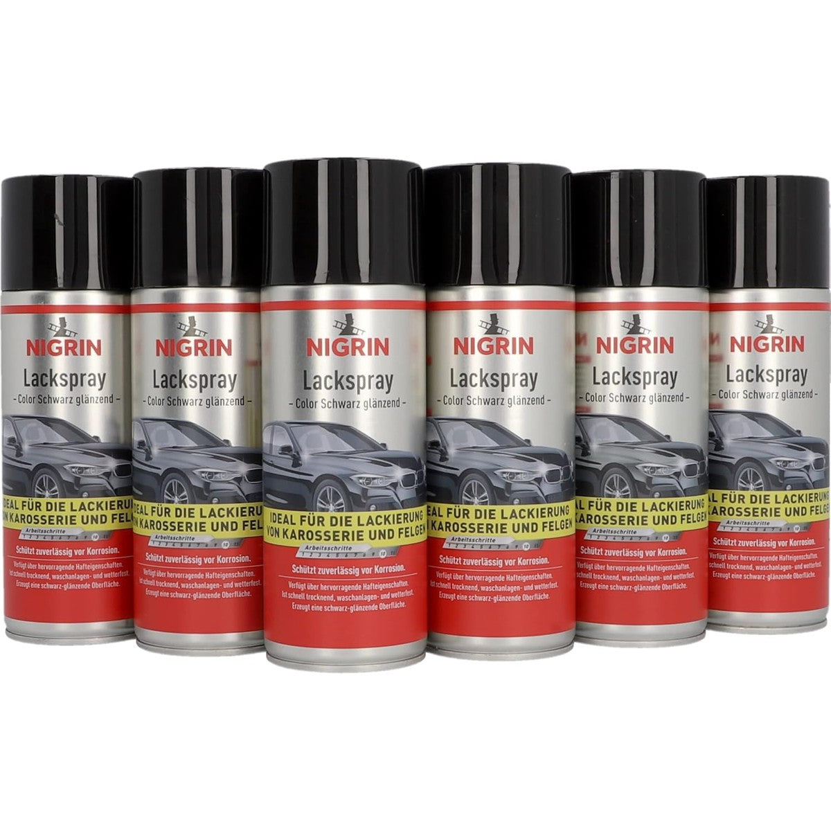 NIGRIN Lakspray zwart glanzend 6 x 400 ml
