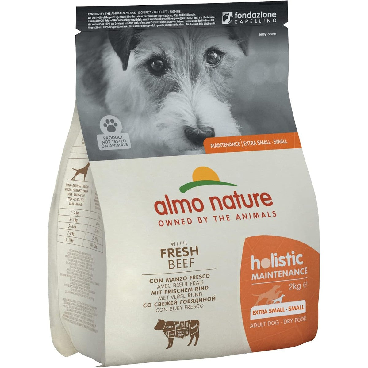 almo nature Holistic Dog Droogvoer voor volwassenen en kleine honden, rundvlees en rijst, 2 kg – almo nature