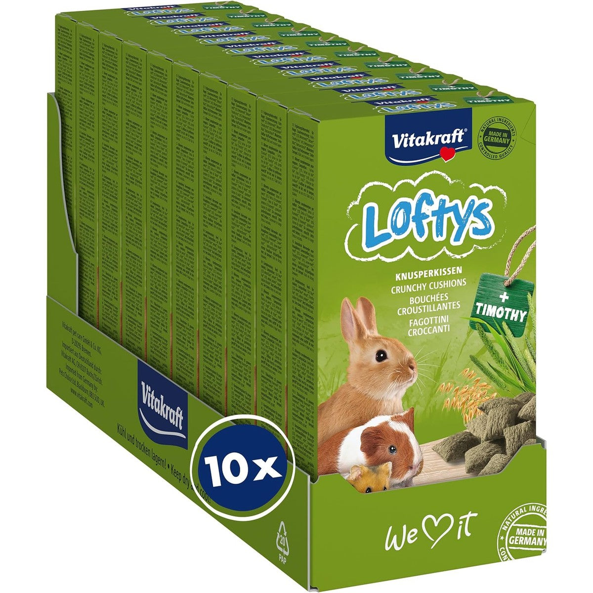 Vitakraft Loftys Knussenkussen voor knaagdieren, snack, met haver en timothy hooi, zonder toegevoegde suiker (10 x 100 g) – Vitakraft