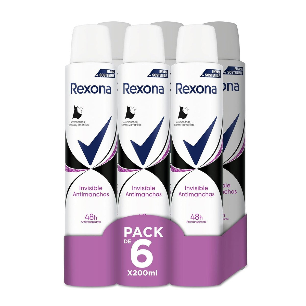 Rexona Invisible Black & White Anti-transpirant 200 ml, 6 stuks – Rexona