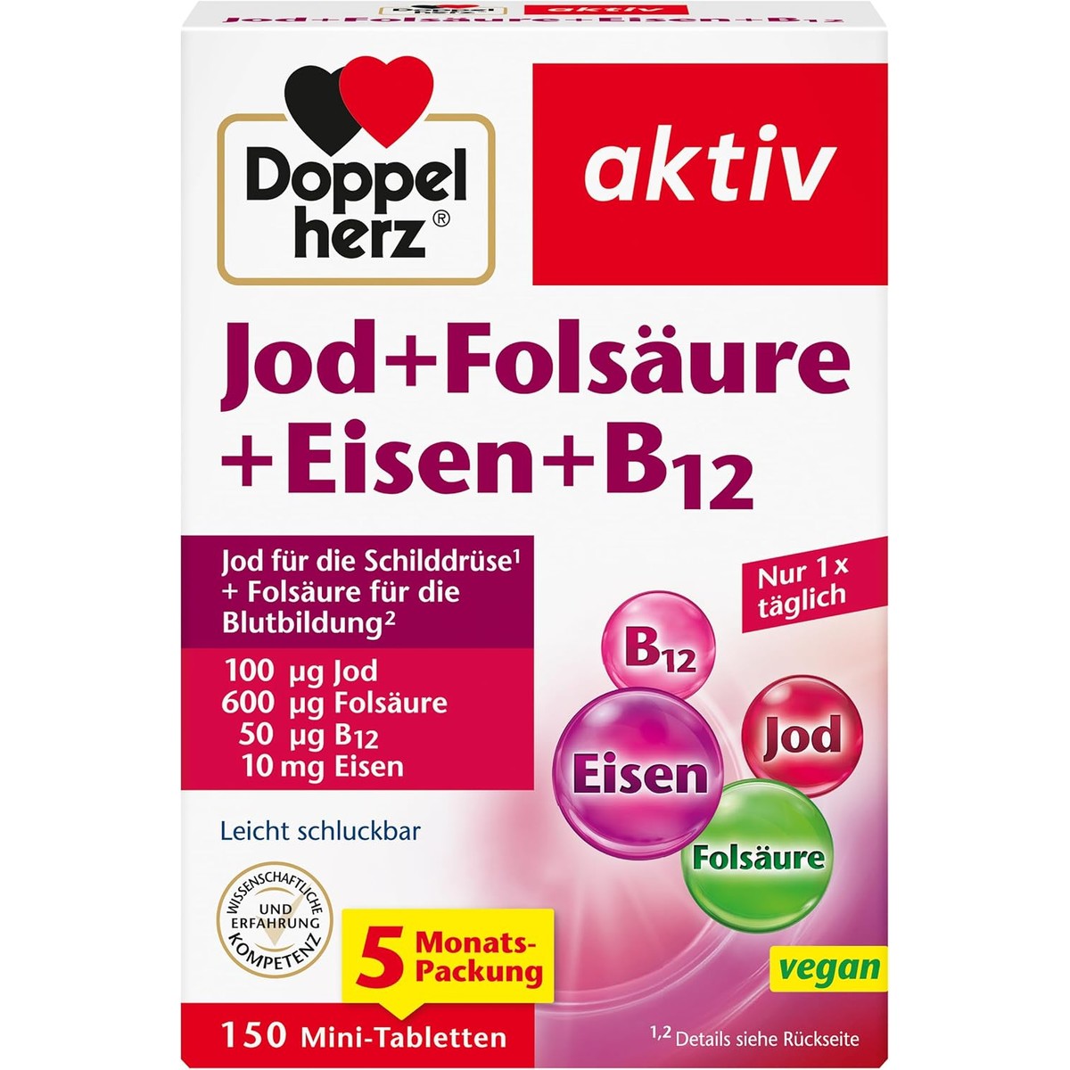 Doppelherz Jodium + foliumzuur + ijzer + B12 – Doppelherz
