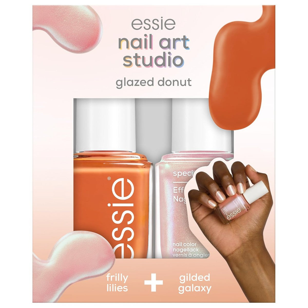 Essie nail art studio set glazed donut (nagellak 824 frilly lies, special effects nagellak 17 gilded galaxy) – essie