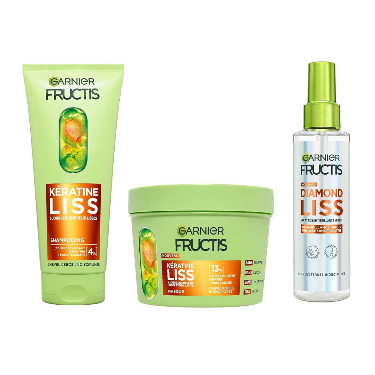 Garnier Fructis Keratin Liss Routine shampoo, masker & spray – Garnier