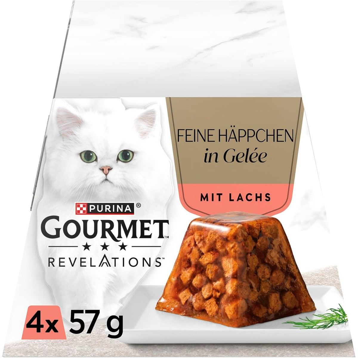 GOURMET Revelations in gelei, met zalm, 24 stuks (6 x 4 x 57 g) | Kattenvoer nat – Gourmet