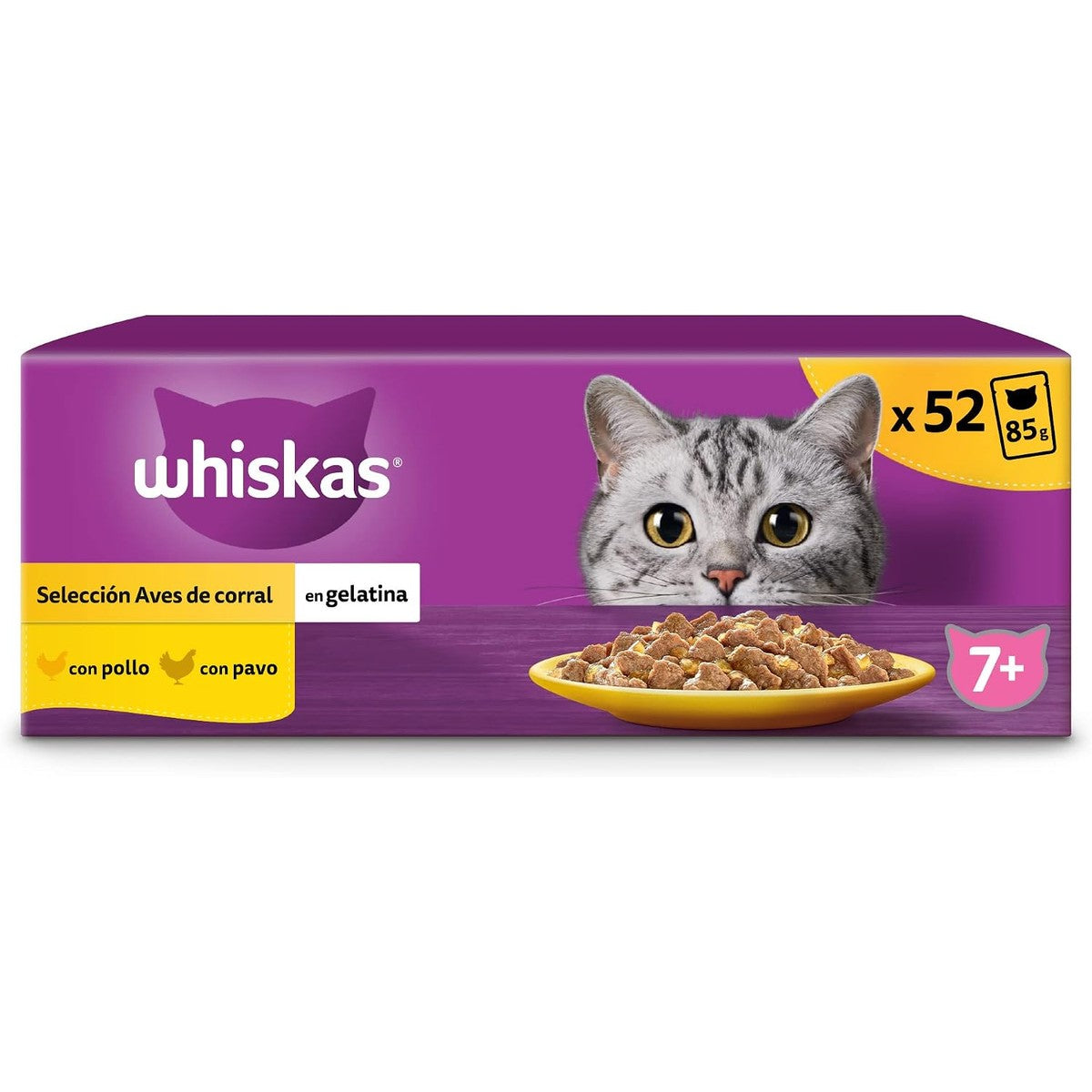 Whiskas Natvoer in gelei voor katten, vogelkeuze, 13 x 4 zakjes x 85 g – whiskas