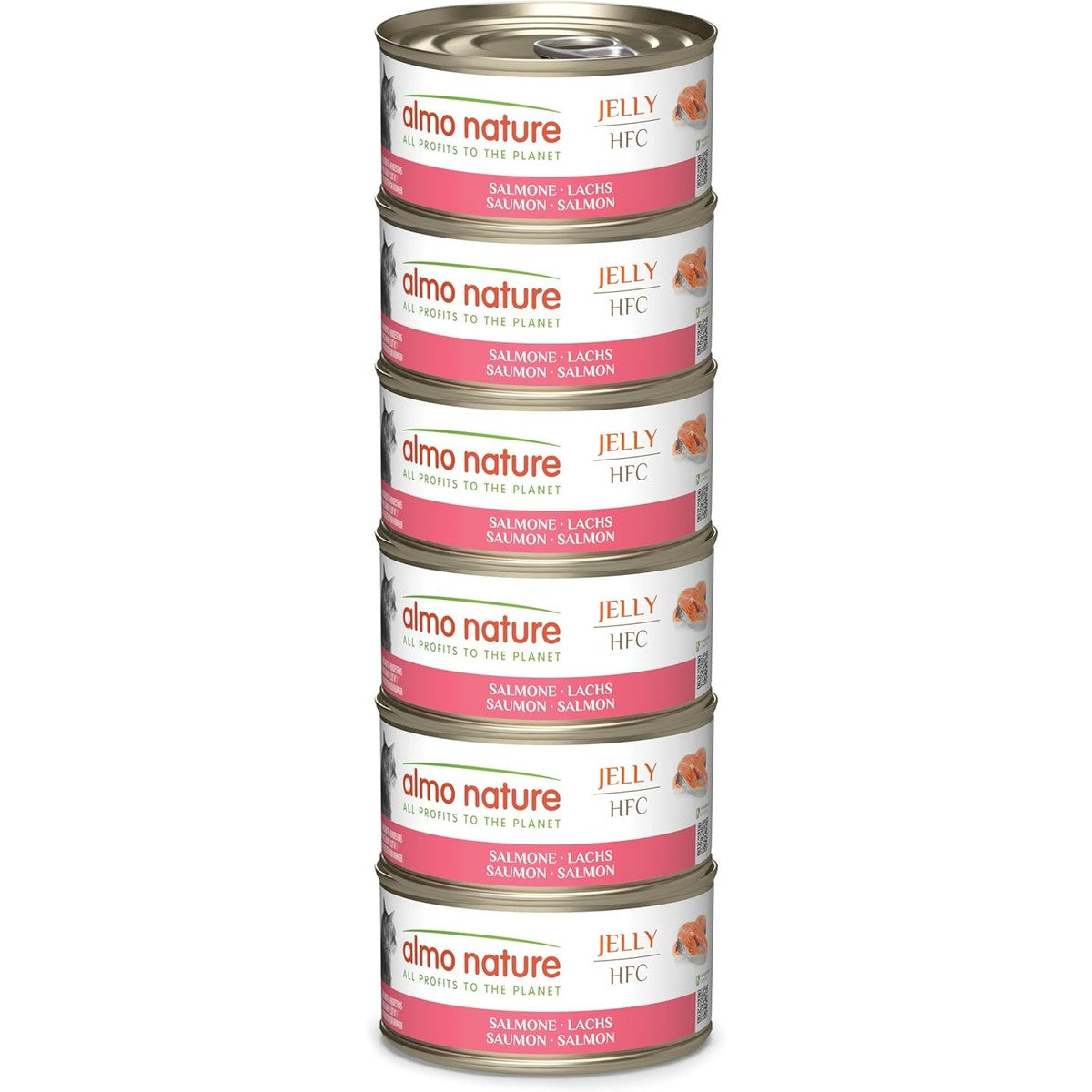 Almo Nature HFC Jelly Natvoer voor volwassen katten, zalm, Human Grade, glutenvrij en monoprotïne, 6 x 70 g – almo nature