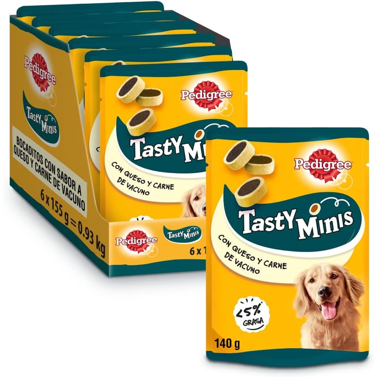 Pedigree Snacks lekkere mini om je hondsmaak kaas en ossen te leren (pak van 6 x 140 g) – Pedigree