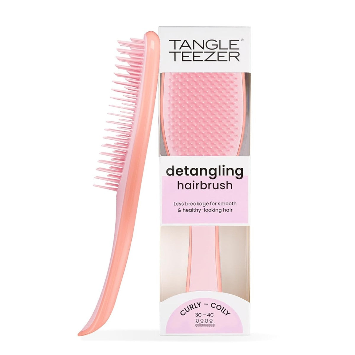 Tangle Teezer Ultimate Detangler Haarborstel voor krullend haar, voor 3C-4C krullend en pluizig haar, tweetraps borstelharen definiëren krullen en verminderen kroezen, mango en roze – Tangle Teezer