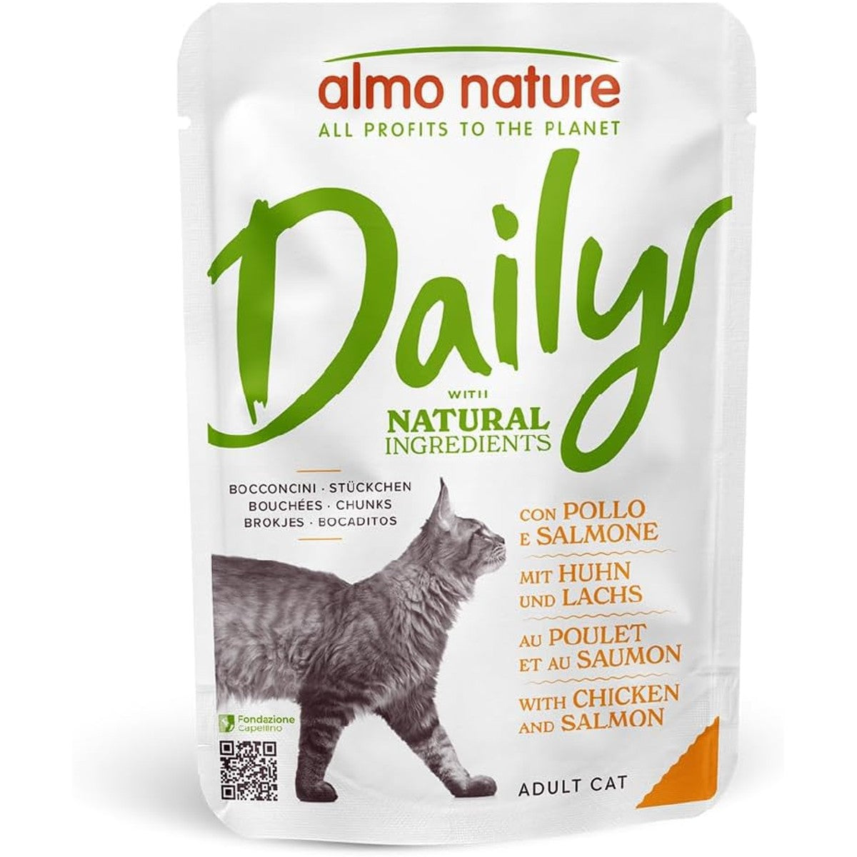 Almo Nature Daily - Natvoer voor katten - Kip en Zalm - 70 g, Pack van 30 – almo nature