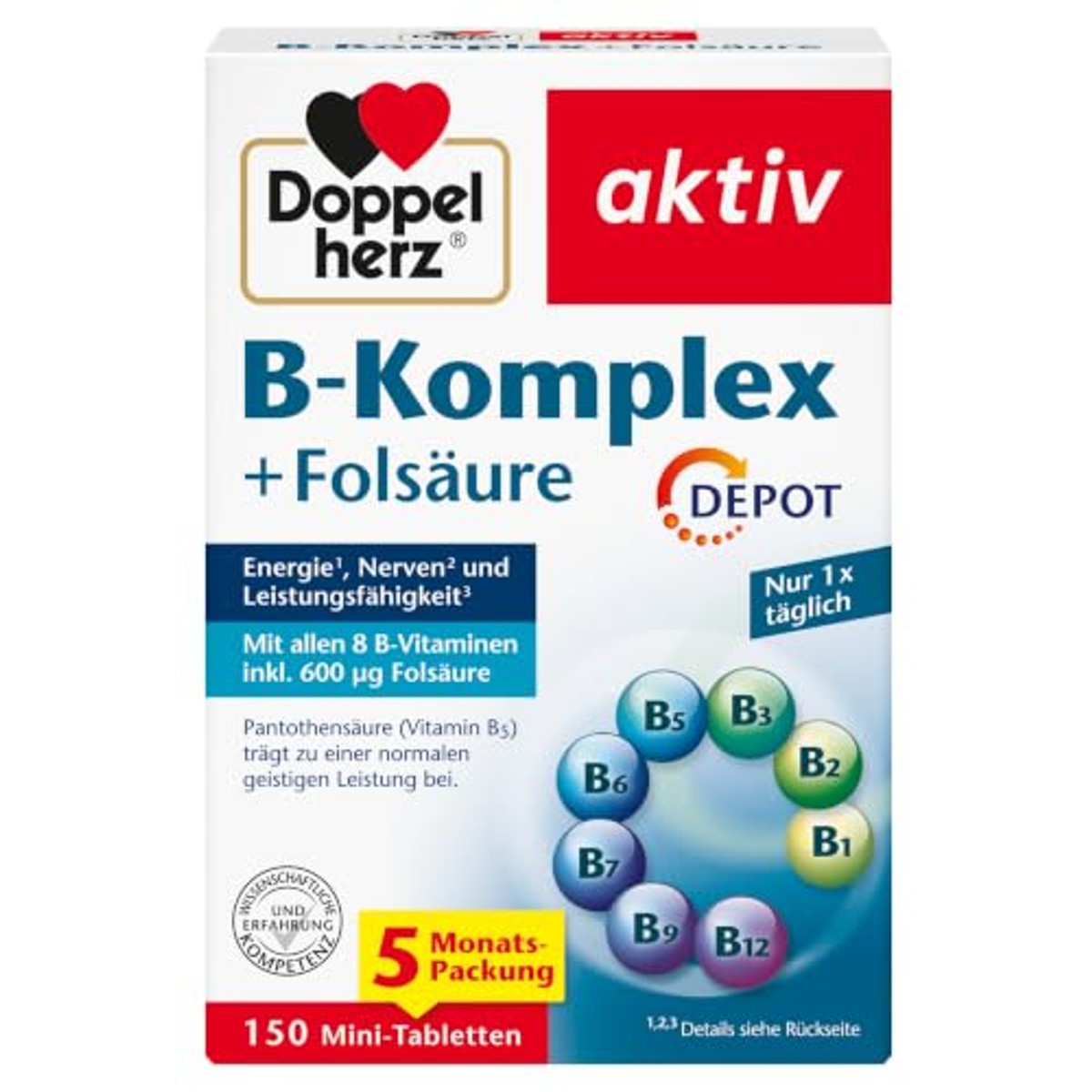 Doppelherz B-Complex Depot met Foliumzuur 150 Mini-tabletten - 3-pack