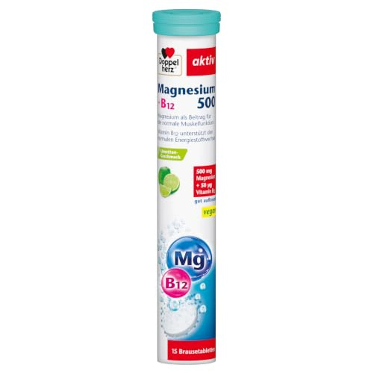 Doppelherz Magnesium 500 + B12 Limoensmaak 15 Bruistabletten - 6-pack