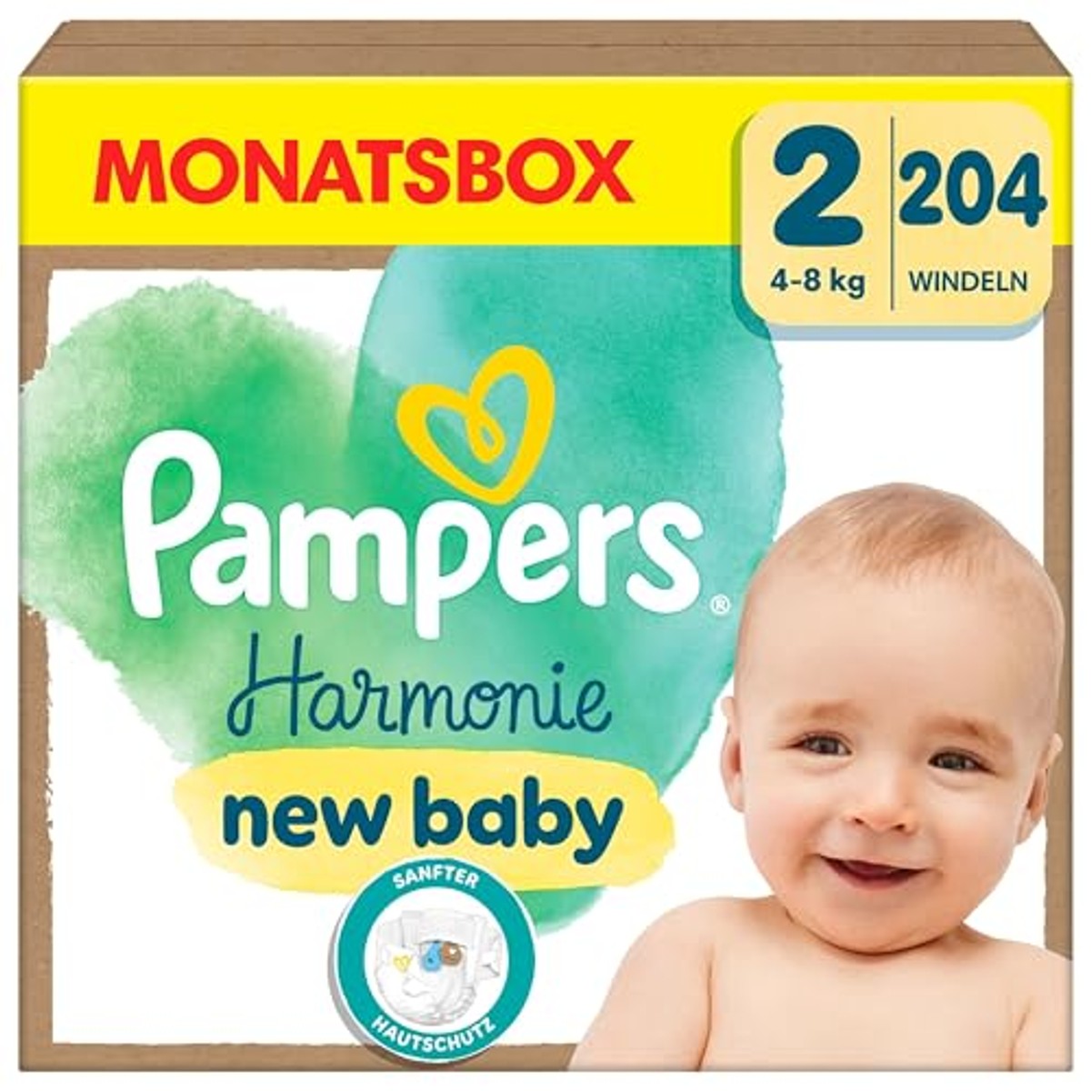 Pampers Harmonie luiers maat 2, 204 luiers, 4kg-8kg – Pampers