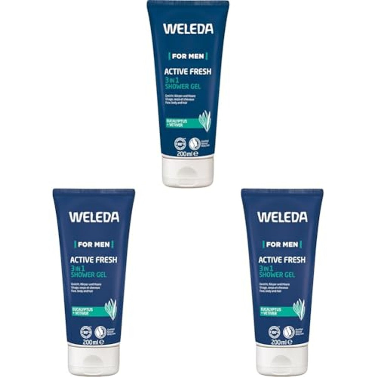Weleda for Men 3-in-1 Douchegel & Shampoo Active Fresh 3 x 200 ml - 6-pack