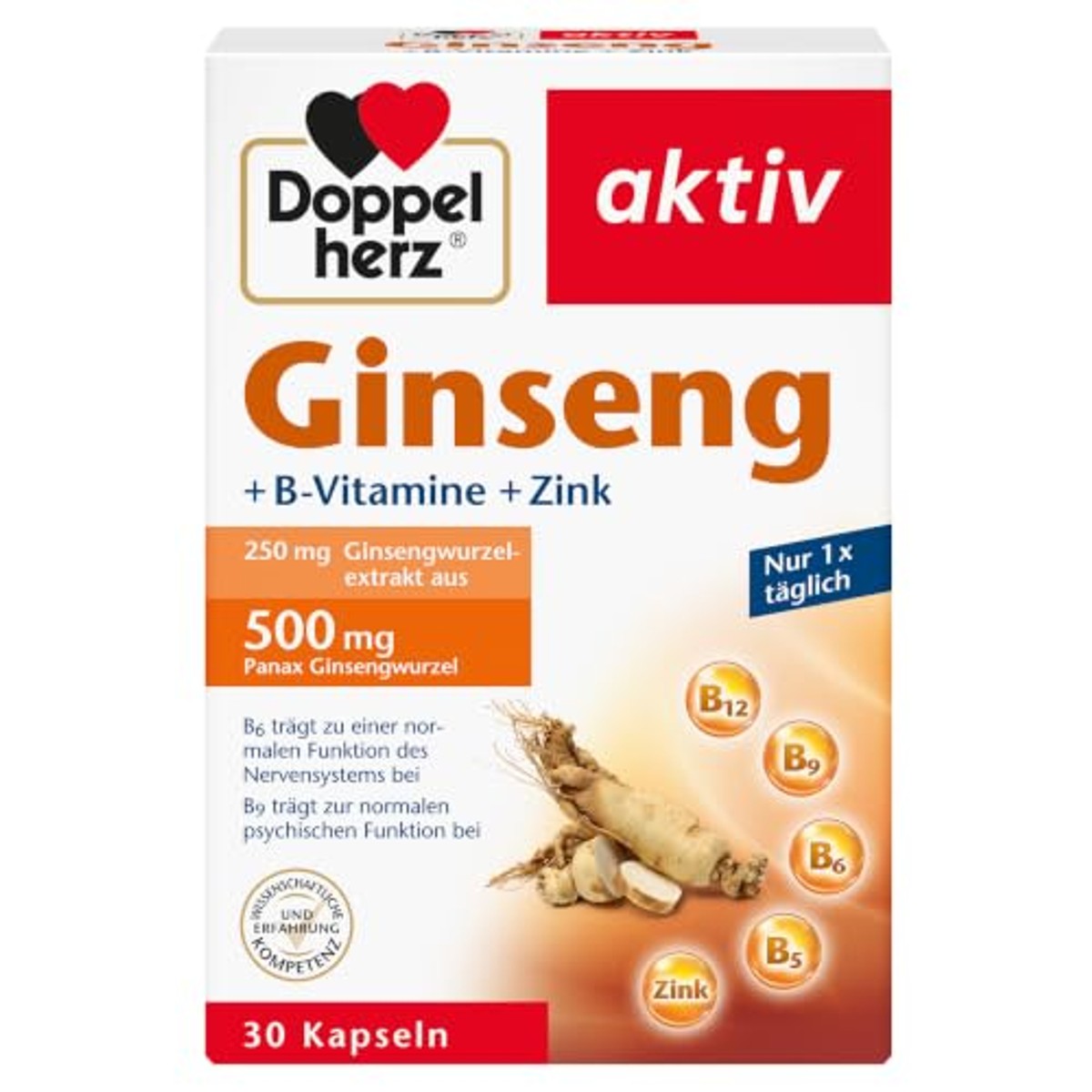 Doppelherz Ginseng + B-vitaminen + Zink 30 capsules - 6-pack