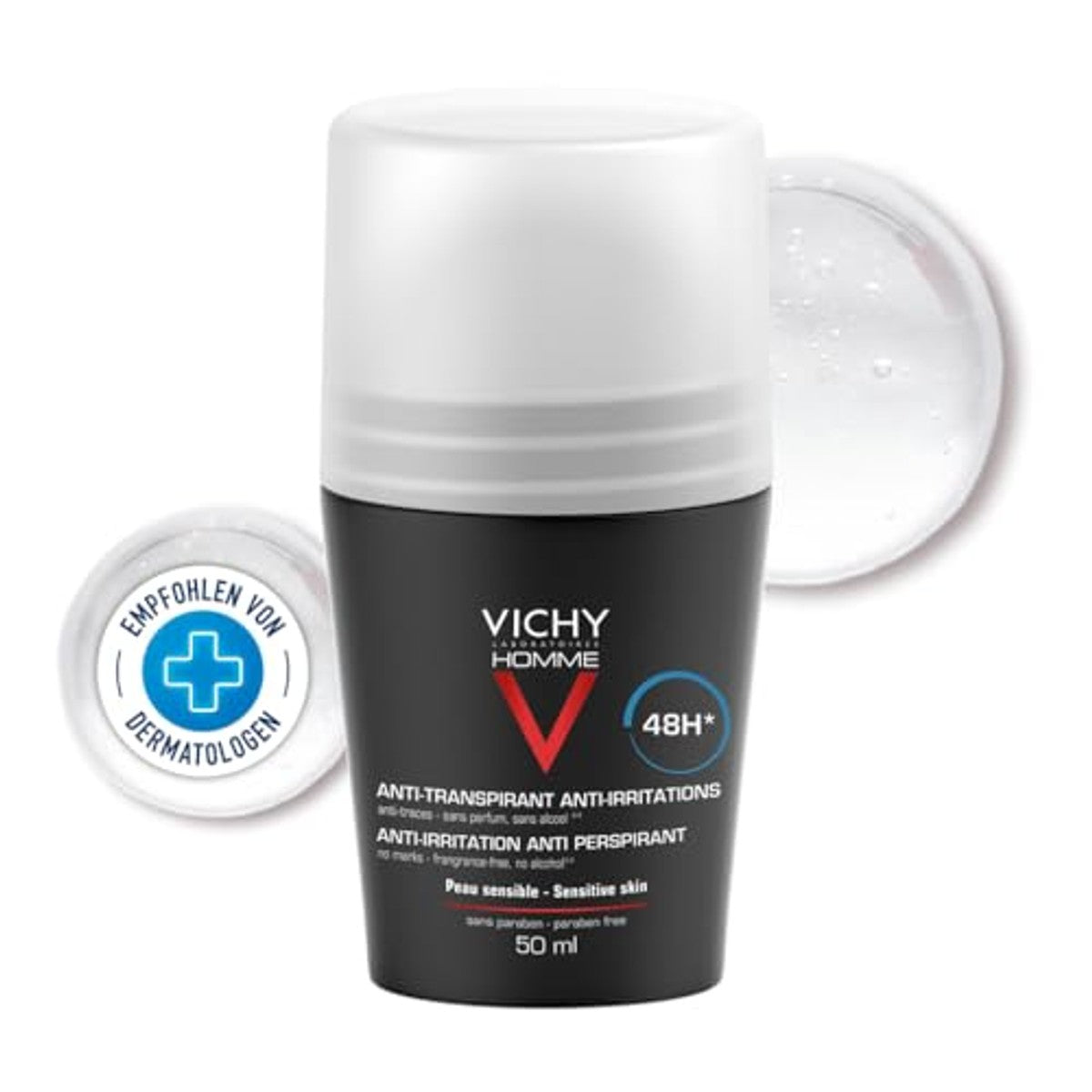 Vichy Homme Anti-transpirant 48H Roll-On voor de Gevoelige Huid, 50 ml - 6-pack