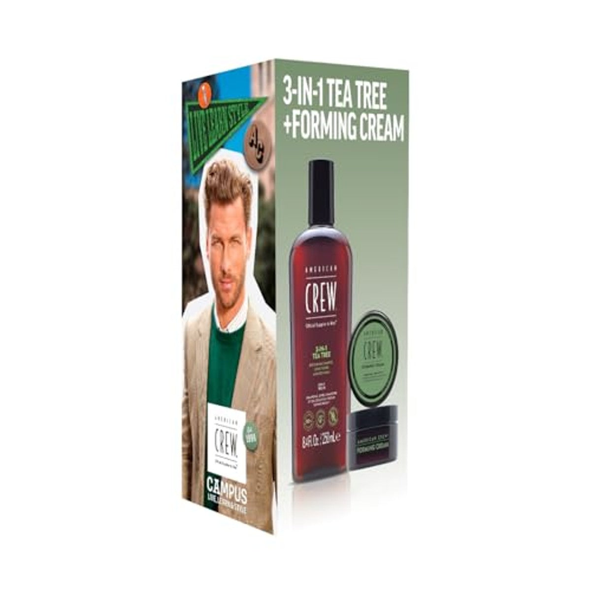 American Crew Duo Set 3-in-1 Tea Tree Shampoo, Conditioner & Body Wash 250 ml + Forming Cream 50 g - 3-pack