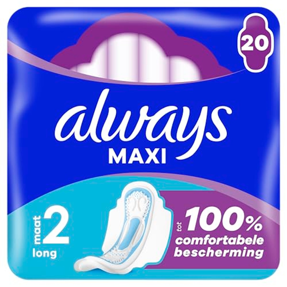 Always Maxi maandverband maat 2 lang 20 stuks met vleugels – Always