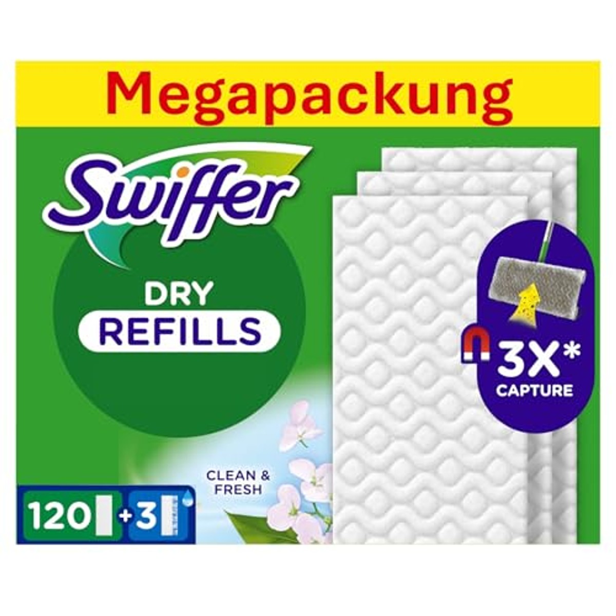 Swiffer Vloerwisser navulling Dry, 120 doekjes en 3 x natte navullingen – Swiffer