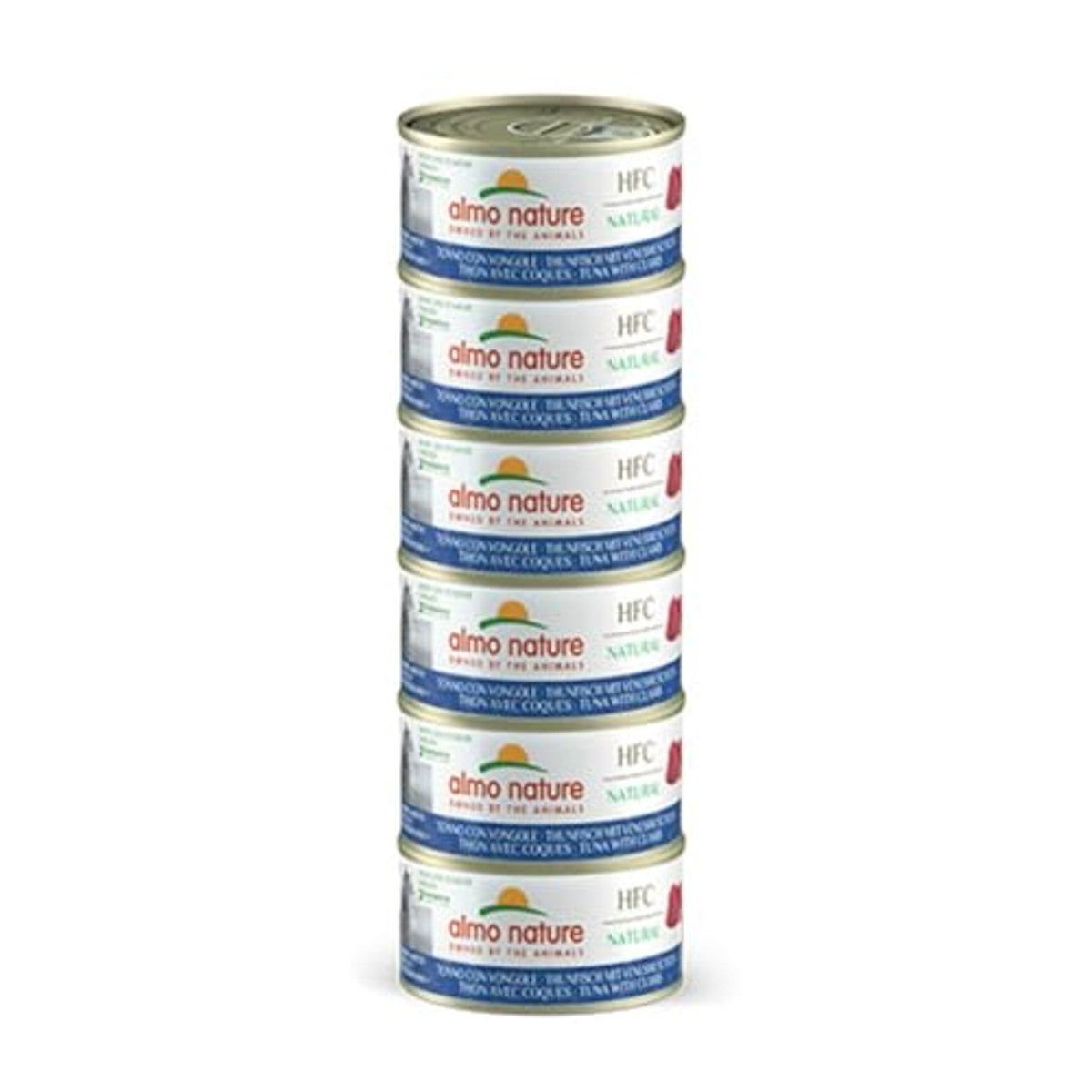 Almo Nature HFC Natural Natvoer voor volwassen katten, tonijn en schelpen, Human Grade, glutenvrij, 6 x 70 g – almo nature