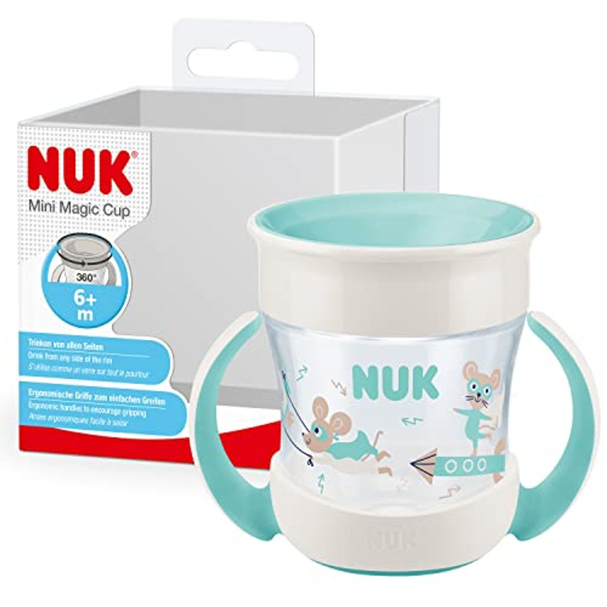NUK Mini Magic Cup blauwe muis 6 x 160 ml - Voordeelverpakking