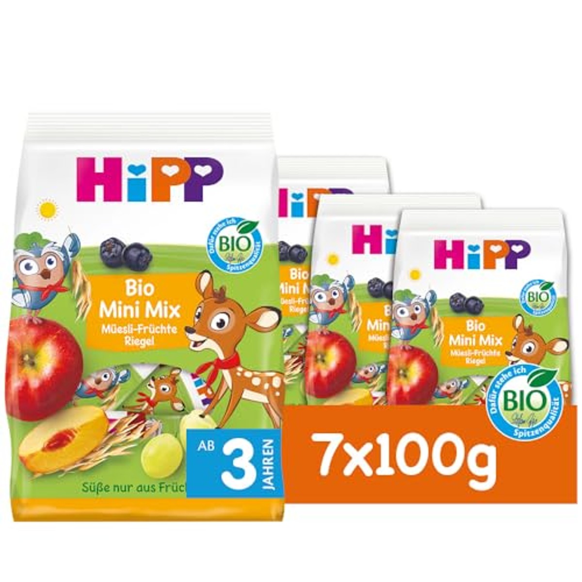 HiPP Bio Mini Mix Muesli-fruitrepen 3 x 10 stuks - Voordeelverpakking