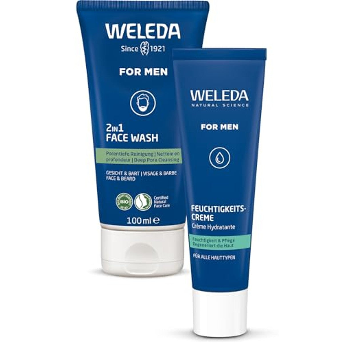 Weleda for Men Vochtinbrengende Crème en 2-in-1 Wasgel - 3-pack