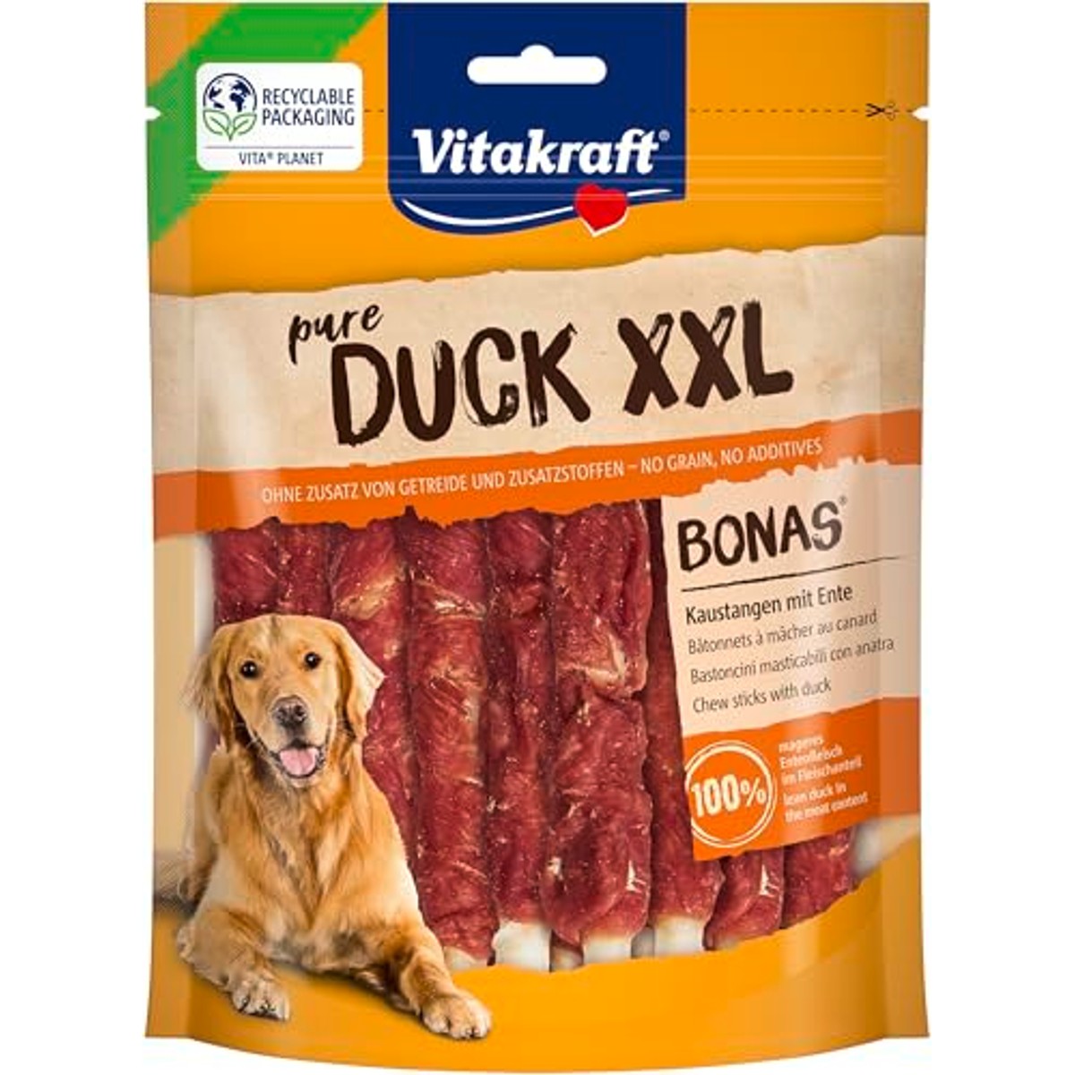 Vitakraft Pure Duck XXL Bonas hondensnack eendenvlees 1 x 200 g - 6-pack