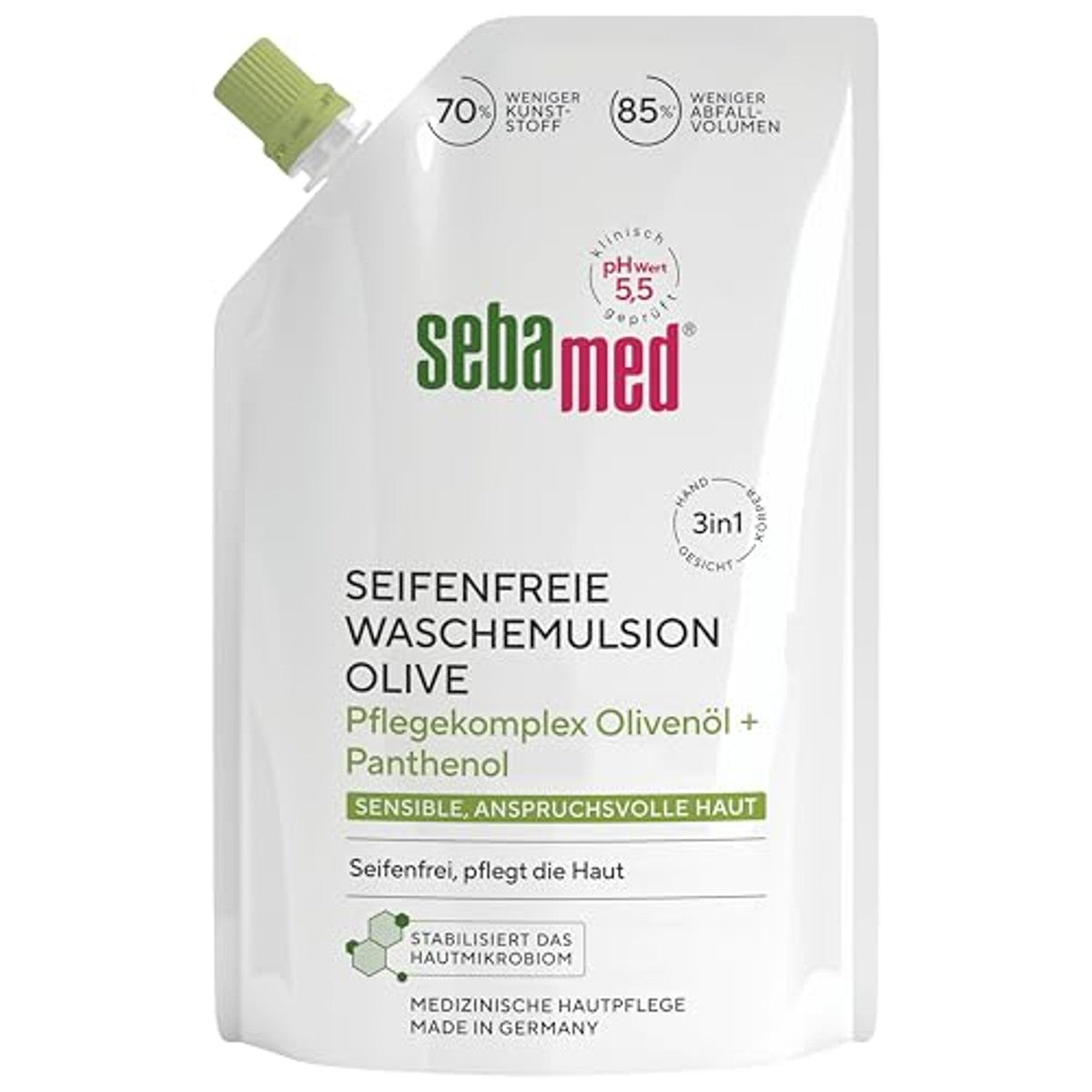 Sebamed Zeepvrije wasemulsie olijf navulzak 3 x 400 ml - Voordeelverpakking