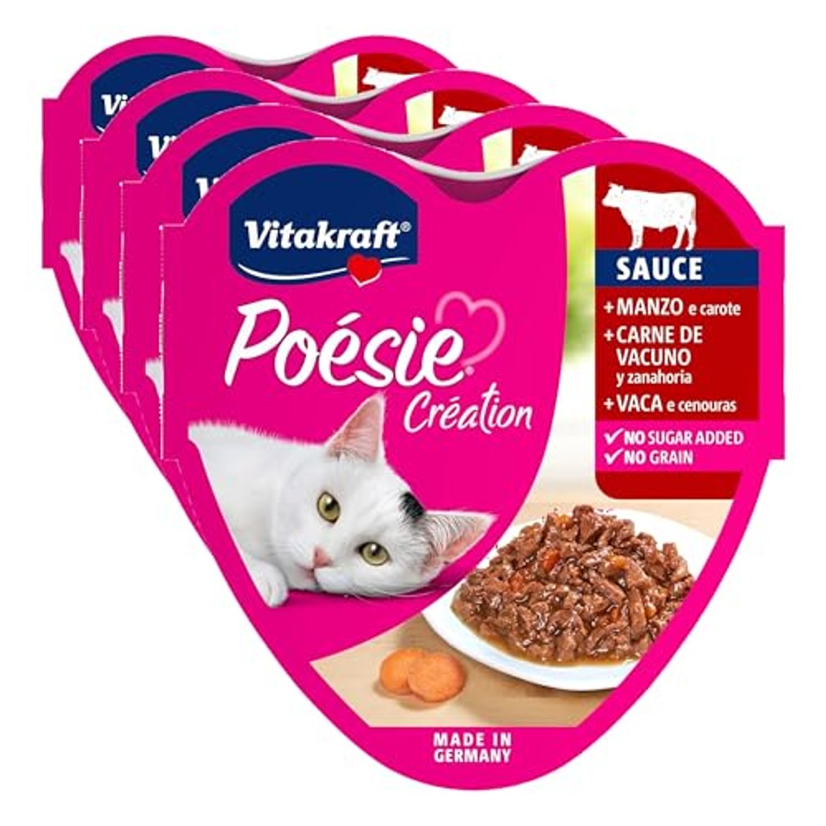 Vitakraft Poésie Creation Weide natvoer kattenvoer rund en wortel 4 x 85 g - 3-pack