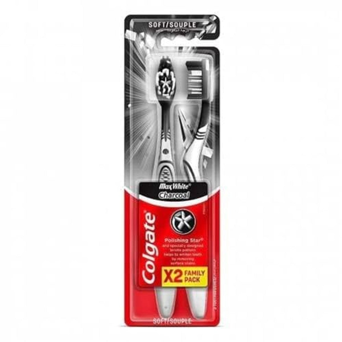 Colgate Max White Charcoal Whitening tandenborstel zacht 2 stuks – Colgate