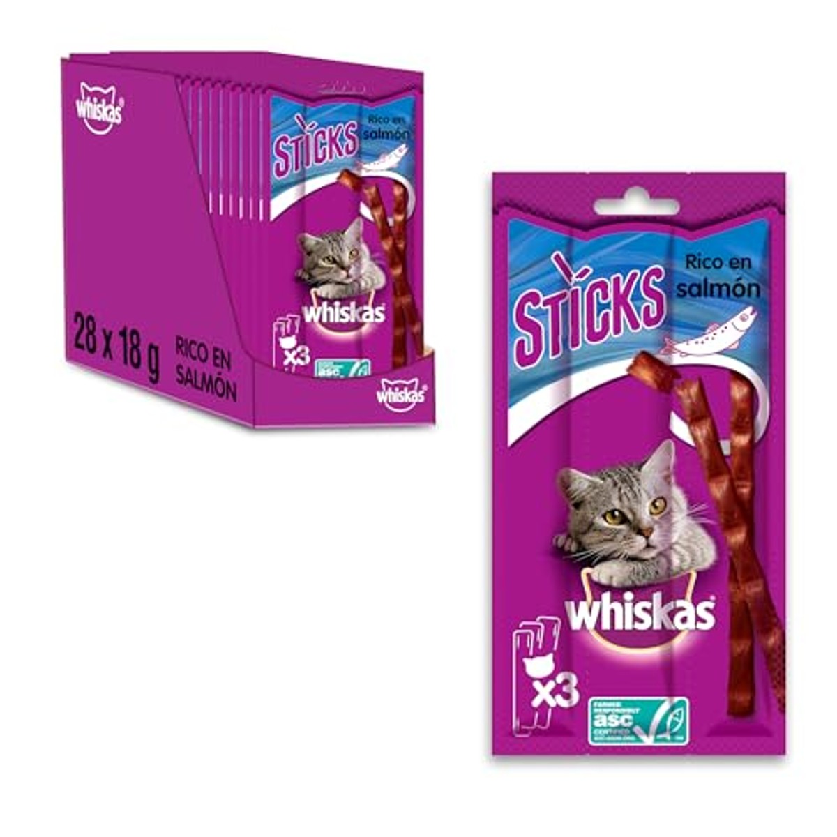 Whiskas Sticks kattensnack zalm 28 x 18 g – foto 2
