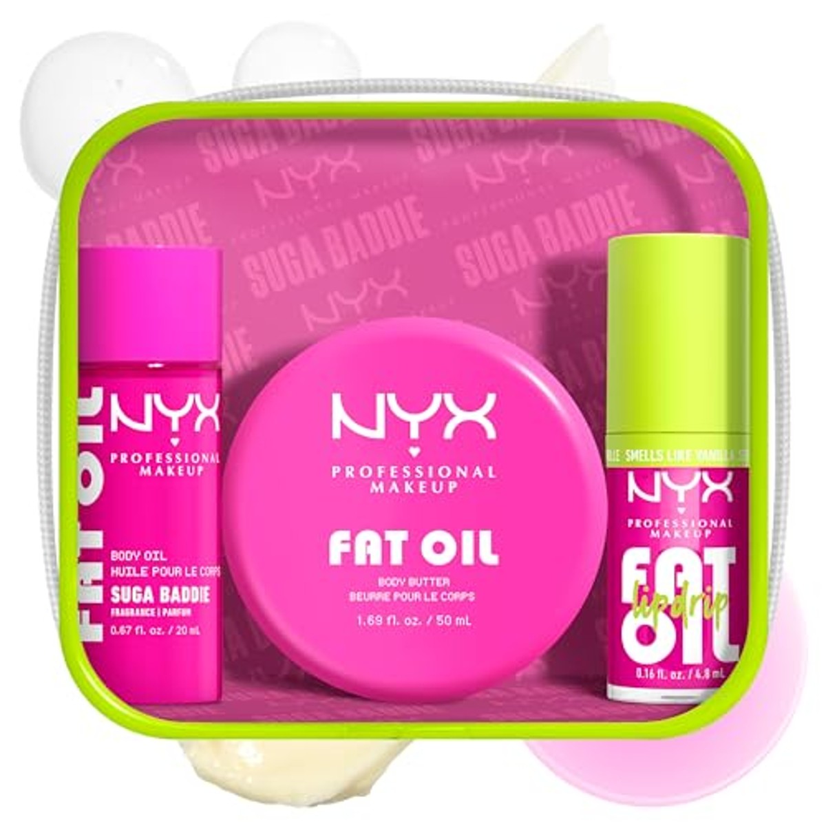 NYX PROFESSIONAL MAKEUP Fat Oil Lip & Body Kit Suga Baddie - 3 stuks