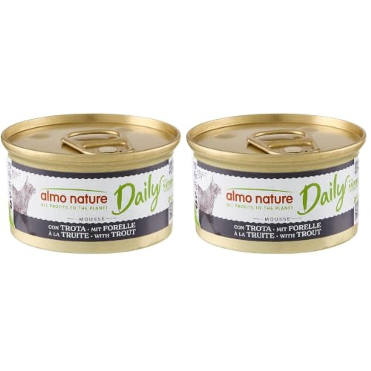Almo Nature Daily Natvoer voor volwassen katten, mousse, forel, 85 g, verpakking van 24 (verpakking van 2) – almo nature