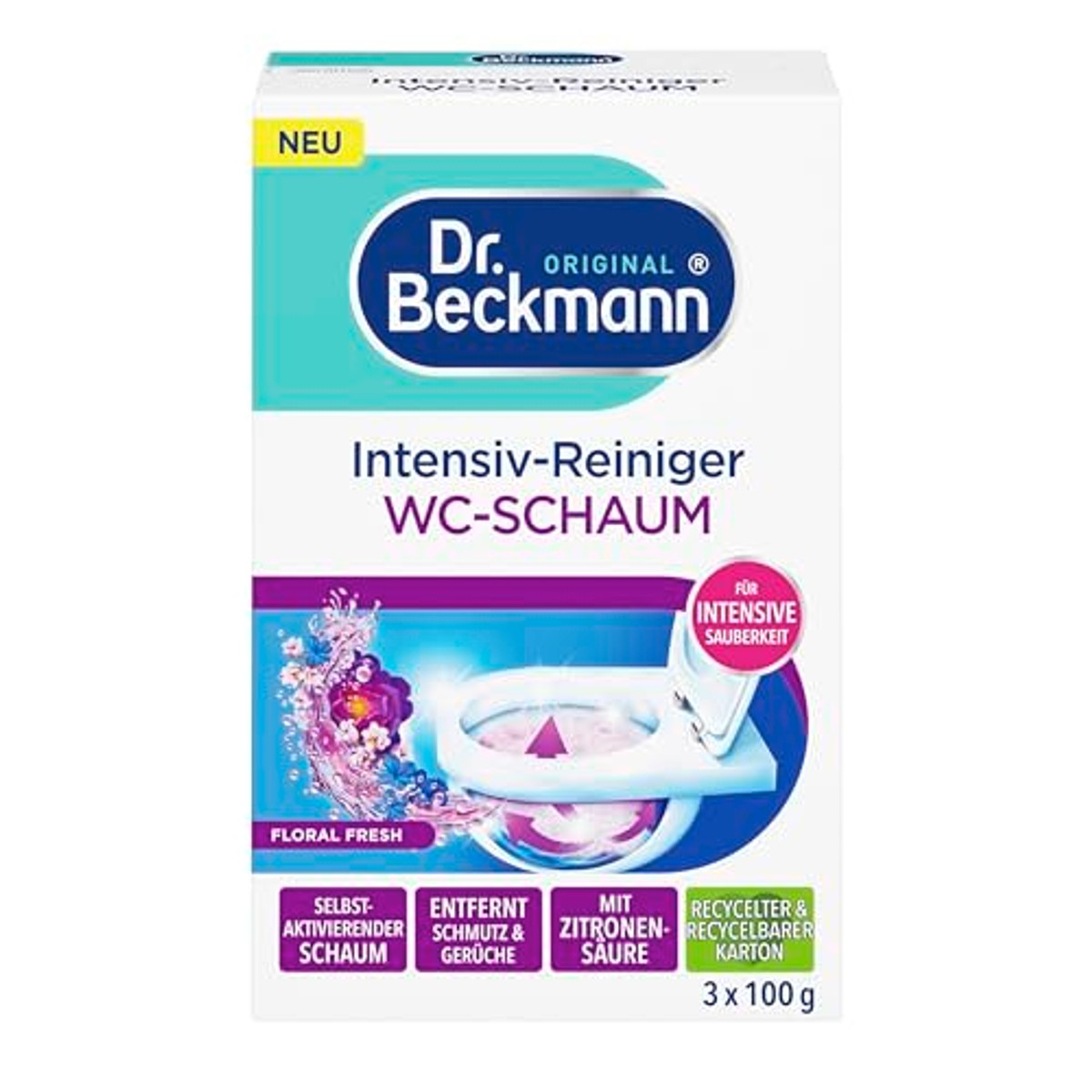 Dr. Beckmann Intensiv WC-schuimreiniger Floral Fresh 3 x 100 g – Dr. Beckmann