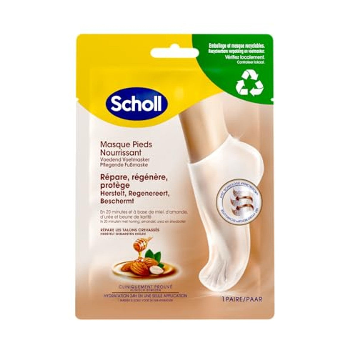 Dr. Scholl's Voetmasker Amandel & Honing 1 paar - 3-pack