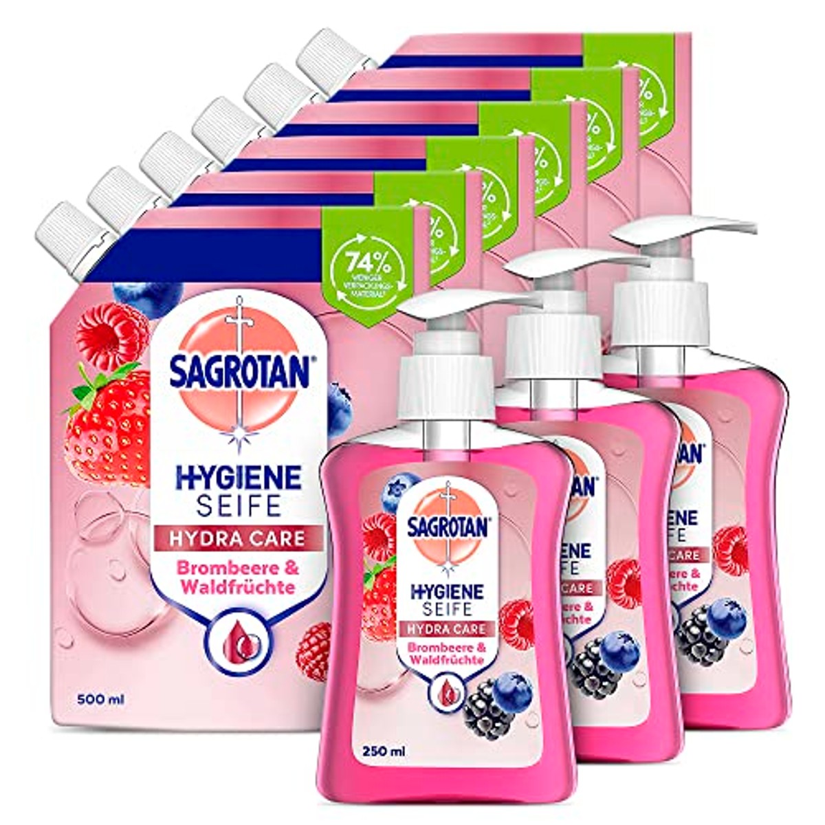 Sagrotan handzeep bramen bosvruchten 3 x 250 ml + 6 x 500 ml - 6-pack