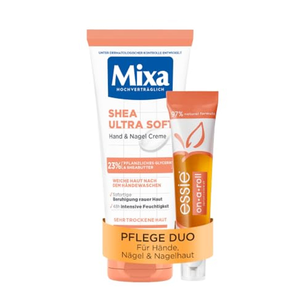 essie On a Roll On Apricot Nail & Cuticle Oil + Mixa Shea Ultra Soft - 6 stuks