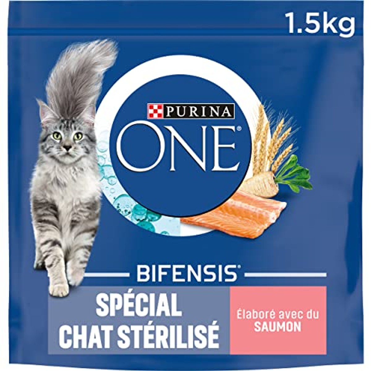 Purina One: Gesteriliseerd Cat One droogvoer met zalm, tonijn en tarwe: 1,5 kg, 6 stuks (6 x 1,5 kg, totaal 9 kg) – PURINA ONE