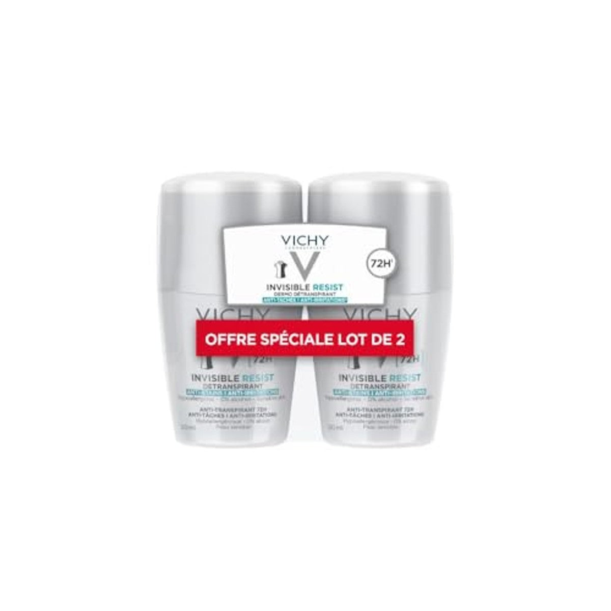 Vichy Invisible Resist Deodorant Roll-on 72h, 2 x 50 ml - 6-pack