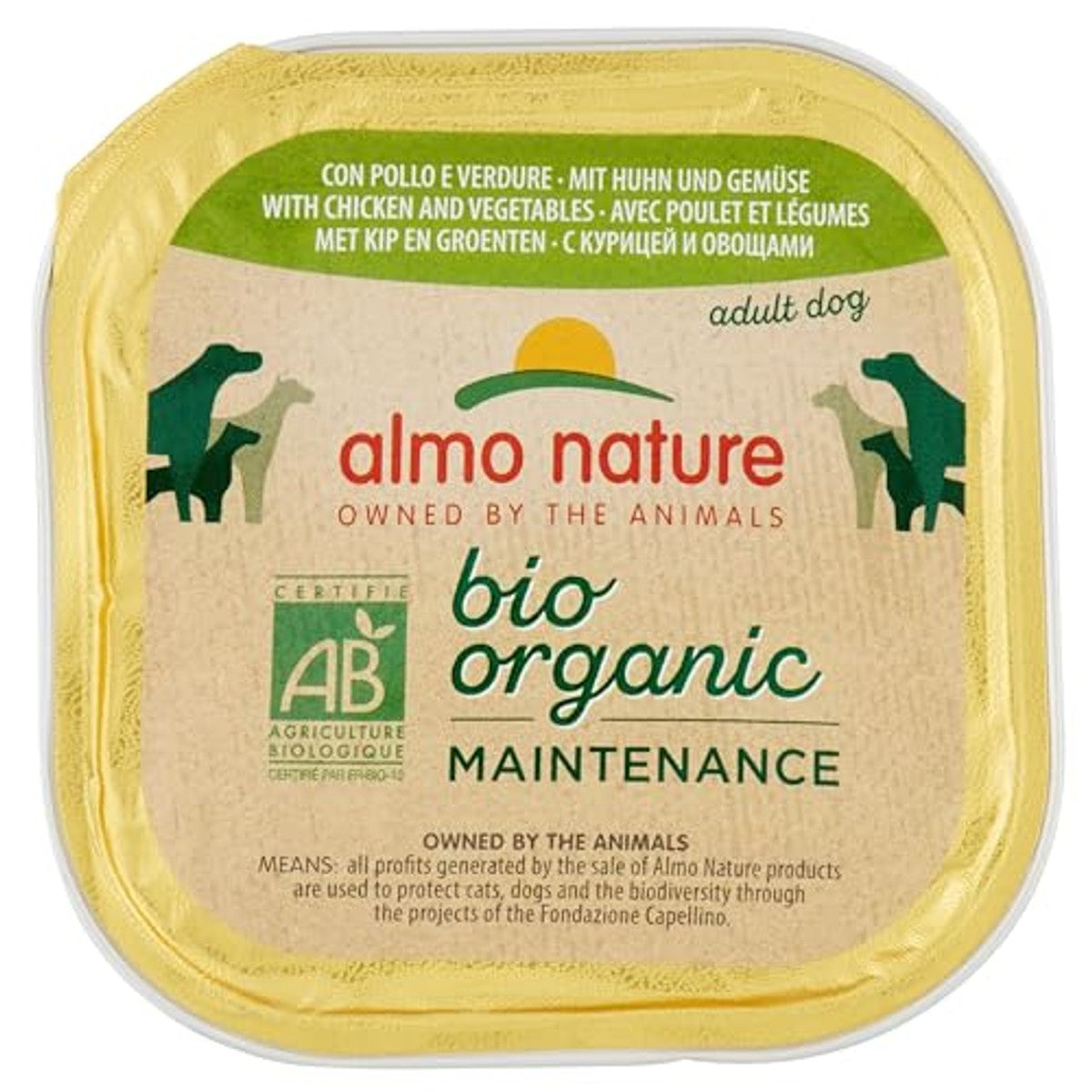 Almo Nature Bio Organic Maintenance Natvoer voor Honden met Kip en Groenten 9 x 300 g - 3-pack