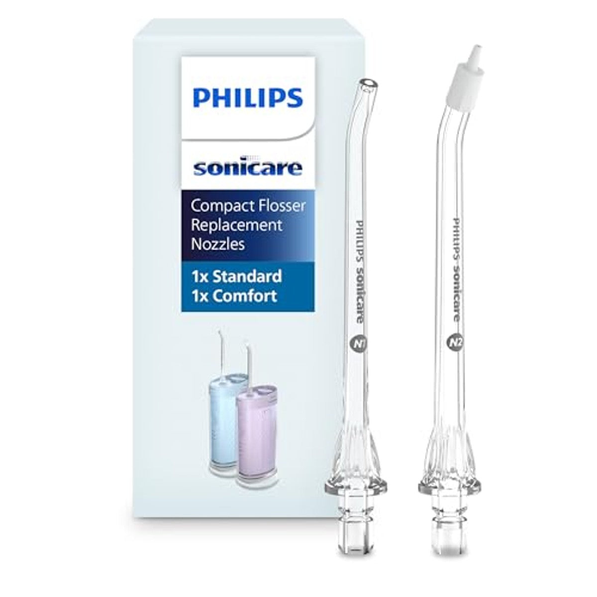 Philips Sonicare Ersatzdüsen für Compact Flosser, N1 Standard und N2 Comfort, HX3072/00 – PHILIPS