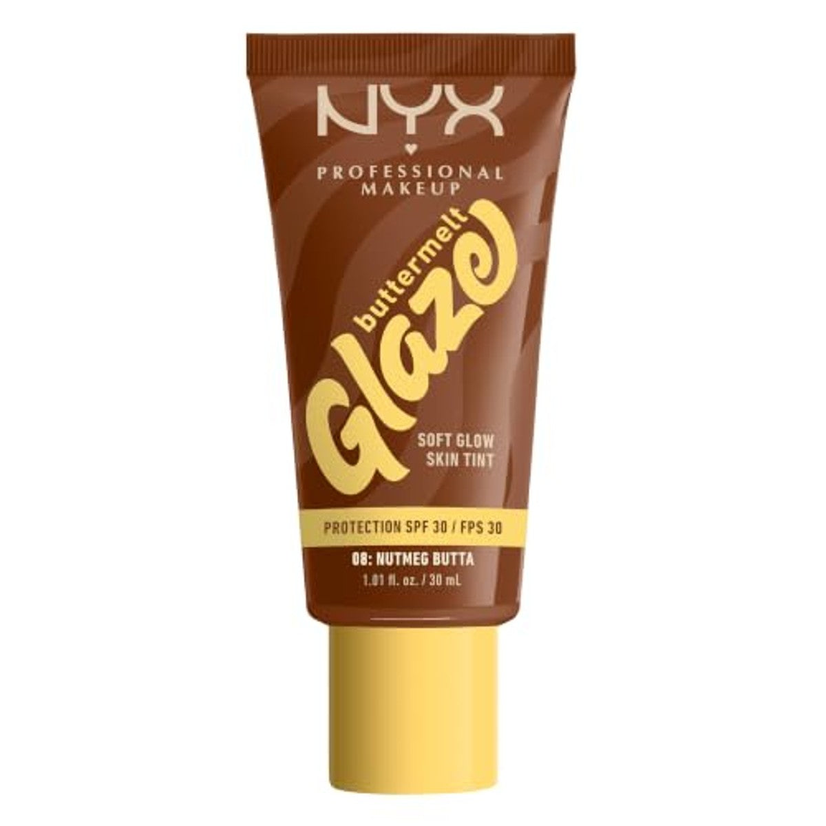 NYX Professional Makeup Foundation voor alle huidtypes, met sheaboter, mangoboter en niacinamide, SPF 30 tegen UVA- en UVB-stralen, botermot glaze, kleur: 08 Nutmeg Butta – NYX PROFESSIONAL MAKEUP