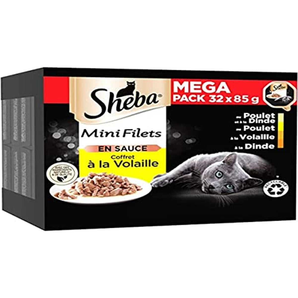 Sheba Mini-netten in Saus natvoer kattenvoer gevogelte 32 x 85 g - 6-pack